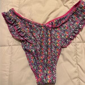 Strawberry Milk Mob Pink Floral Ruffle Bikini Bottoms